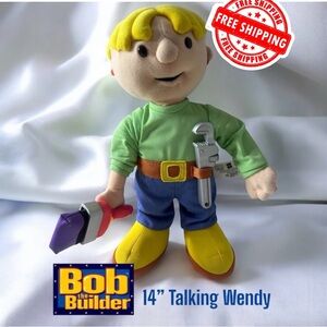 Bob the Builder Talking Wendy Plush Doll Playskool 2001 Works Well 14” FREE SHIP